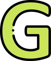 The letter g is shown in green and black vector