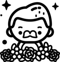 A cartoon character with a mustache and flowers vector