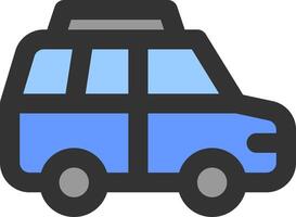 A blue van with a roof on it vector