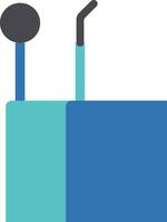 A blue and black box with a microphone and a speaker vector