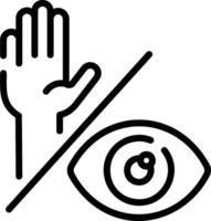A black and white illustration of a hand and an eye vector