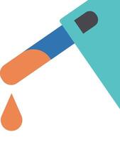 A blue and orange bottle with a drop of liquid vector