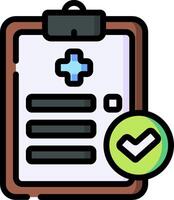 A clipboard with a check mark and a cross vector