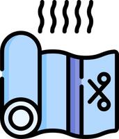 A roll of fabric with scissors and a steam coming out of it vector