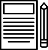 A black and white image of a paper and pencil vector