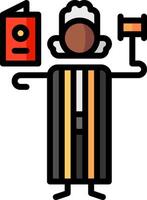A cartoon judge holding a book and a gavel vector