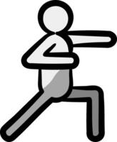 A man is doing a kick in a black and white drawing vector