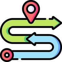 A map with arrows pointing to a location vector