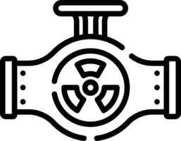 A black and white image of a valve with a nuclear symbol vector