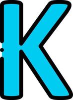 The letter k is blue and has a black outline vector