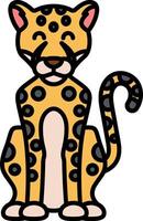 A cartoon leopard sitting down with its eyes closed vector
