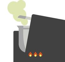 A black stove with a pot on top vector