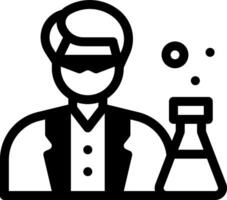 A black and white icon of a man holding a flask vector