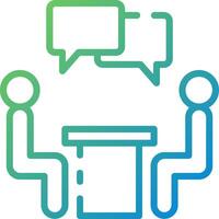 Two people sitting at a table with speech bubbles above them vector