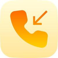 A yellow phone with an arrow pointing down vector