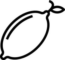 A lemon is shown in a black and white line drawing vector