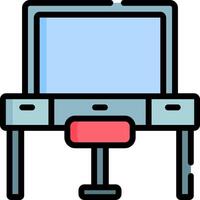 Computer desk icon vector