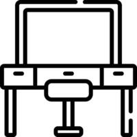 A black and white drawing of a desk vector