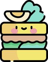 A sandwich with a slice of avocado on top vector