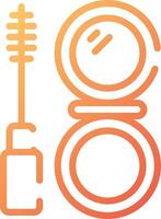 An orange and white logo with a mascara brush and a mirror vector
