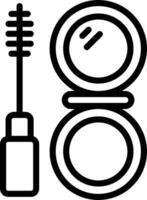 A black and white image of a mascara brush and mirror vector
