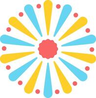 A colorful sunburst with dots on it vector