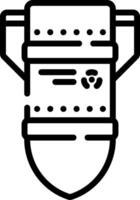 A black and white icon of a bomb vector