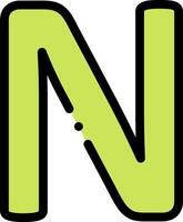 The letter n is shown in green and black vector