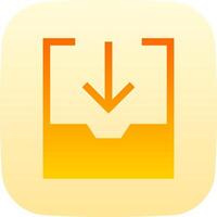An orange icon with a yellow arrow pointing down vector