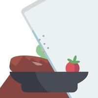 A plate with food on it and a glass of water vector