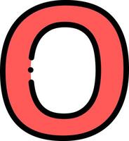 A red circle with the letter o in it vector
