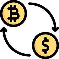 Bitcoin and dollar symbol in a circle vector