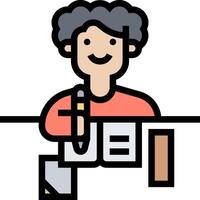 A woman is sitting at a desk with a pen and paper vector