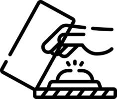 A hand is holding a piece of paper and pressing it vector