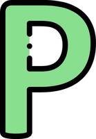 A green letter p with a black dot in the middle vector