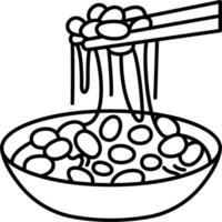 A bowl of noodles with chopsticks on top coloring page vector