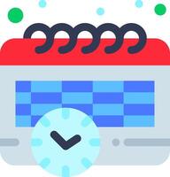 A calendar with a clock and a calendar icon vector