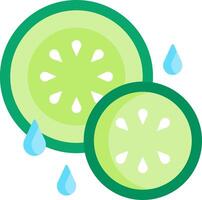 Two slices of cucumber with drops of water vector