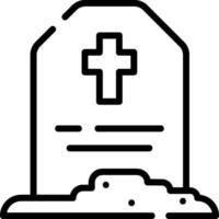 A black and white outline of a grave with a cross on it vector