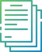 A stack of papers with a green and blue outline vector