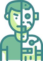 A robot man with a green face and a green shirt vector