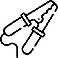 A black and white line drawing of a pair of scissors vector