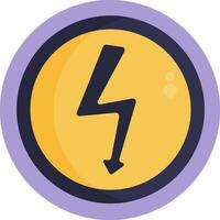 A yellow and purple button with a lightning bolt vector