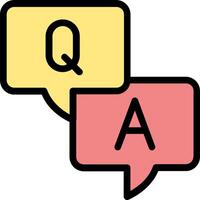 Two speech bubbles with the word q and a vector