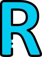 A blue letter r with a hole in it vector
