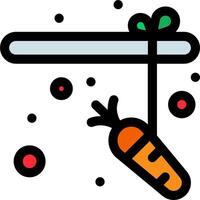 A carrot hanging from a hook with dots around it vector