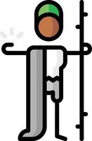 A man holding a pole with a green hat vector