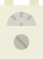 A white and gray icon of a clock vector