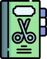 Scissors and notebook icon vector