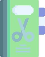 A green notebook with scissors on it vector